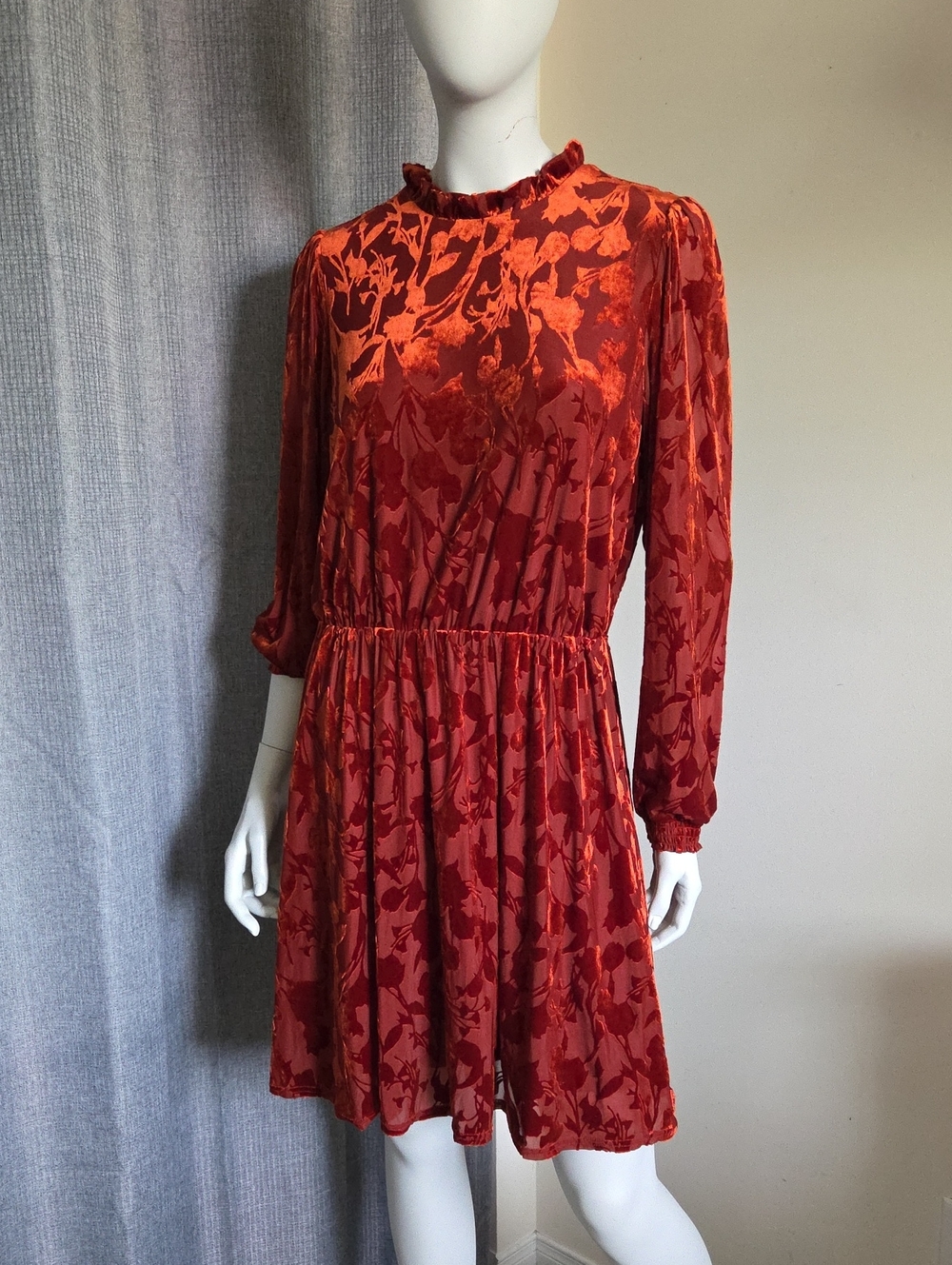 Banana Republic Copper Burnout Velvet Fit & Flare Dress